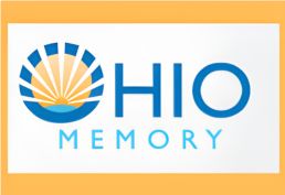 Ohio Memory logo with a yellow sunset over a green field with a blue outline