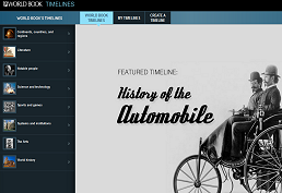 screenshot of World Book Timelines with a buggy and passengers