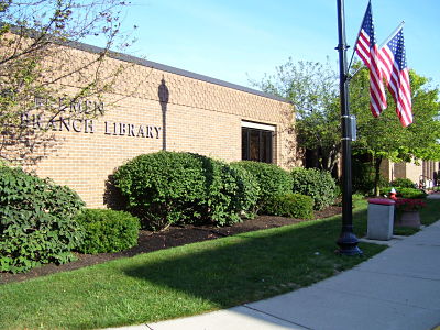front door of New Bremen Public Library building