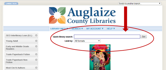 Catalog homepage screenshot with the Search box circled