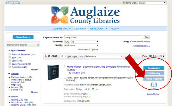 Catalog screenshot with the Place Request box circled