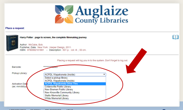 Catalog screenshot with the Preferred Pickup box circled