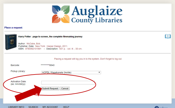 Catalog screenshot with the Submit Request box circled